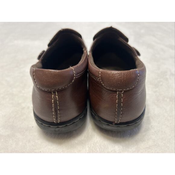 Clarks Unstructured Women's Shoes 8.5 M Loop Brown Leather Slip-On Loafers - Picture 5 of 8